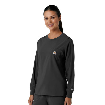 Force Cross-Flex Women's Crew Neck Long Sleeve Scrub Top Black side view