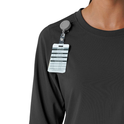 Force Cross-Flex Women's Crew Neck Long Sleeve Scrub Top Black side detail 1