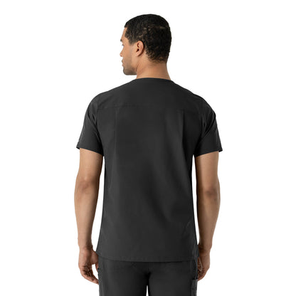 Force Essentials Men's V-Neck Shirttail Scrub Top Black back view