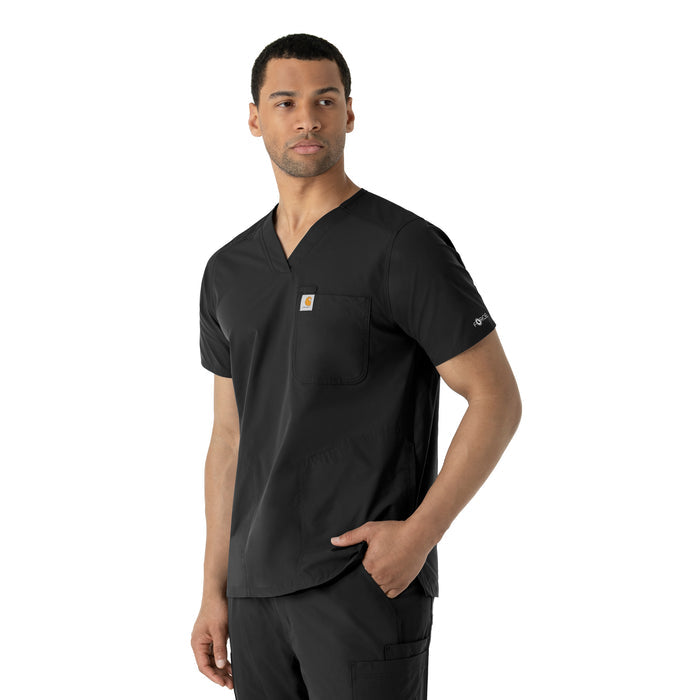 Force Essentials Men's V-Neck Shirttail Scrub Top Black side view