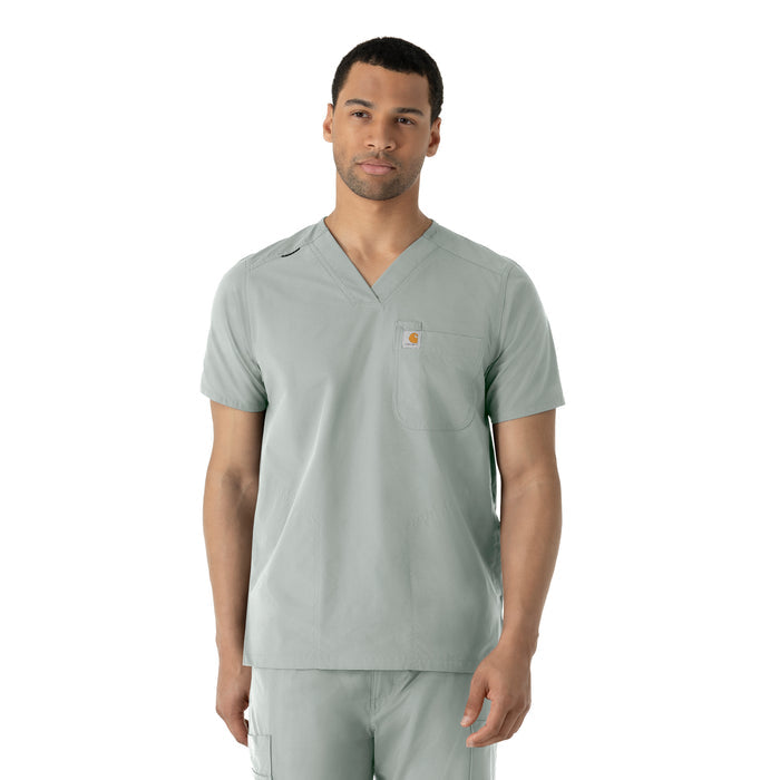Force Essentials Men's V-Neck Shirttail Scrub Top Grey