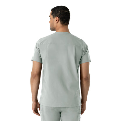 Force Essentials Men's V-Neck Shirttail Scrub Top Grey back view