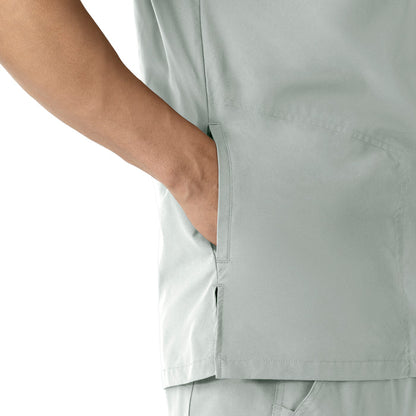 Force Essentials Men's V-Neck Shirttail Scrub Top Grey front detail