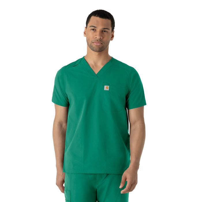 Force Essentials Men's V-Neck Shirttail Scrub Top Hunter