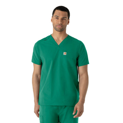 Force Essentials Men's V-Neck Shirttail Scrub Top Hunter