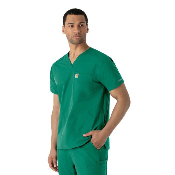 Force Essentials Men's V-Neck Shirttail Scrub Top Hunter side view