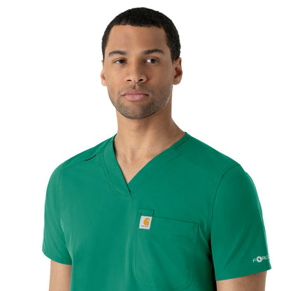 Force Essentials Men's V-Neck Shirttail Scrub Top Hunter side detail 2