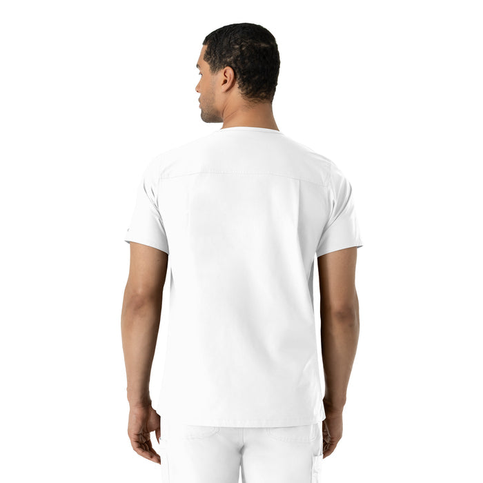 Force Essentials Men's V-Neck Shirttail Scrub Top White back view