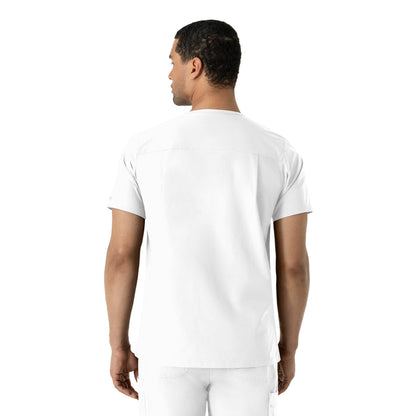 Force Essentials Men's V-Neck Shirttail Scrub Top White back view