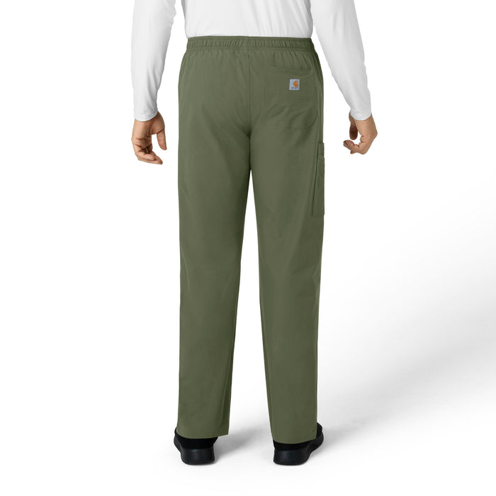 Force Essentials Unisex Elastic Waist Cargo Scrub Pant Olive back view