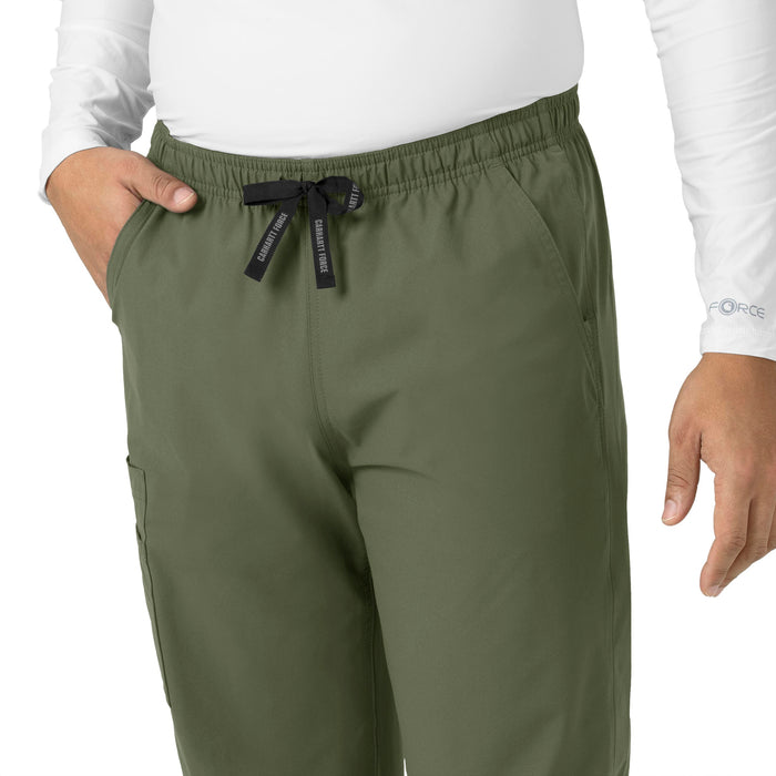 Force Essentials Unisex Elastic Waist Cargo Scrub Pant Olive side detail 2