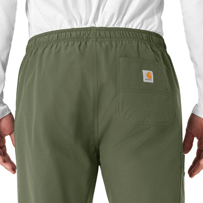 Force Essentials Unisex Elastic Waist Cargo Scrub Pant Olive hemline detail