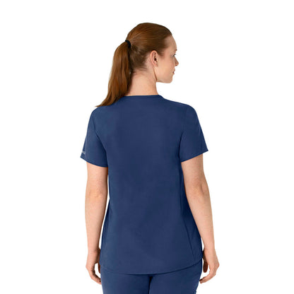 Force Essentials Women's Henley Maternity Scrub Top Navy back view