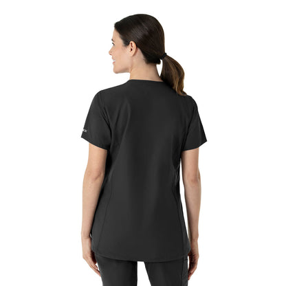 Force Essentials Women's Notch Neck Tunic Scrub Top Black back view