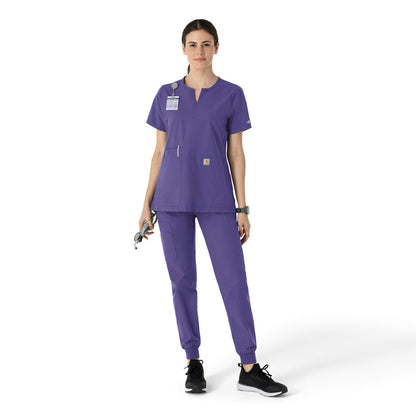 Force Essentials Women's Notch Neck Tunic Scrub Top Grape full scrub set