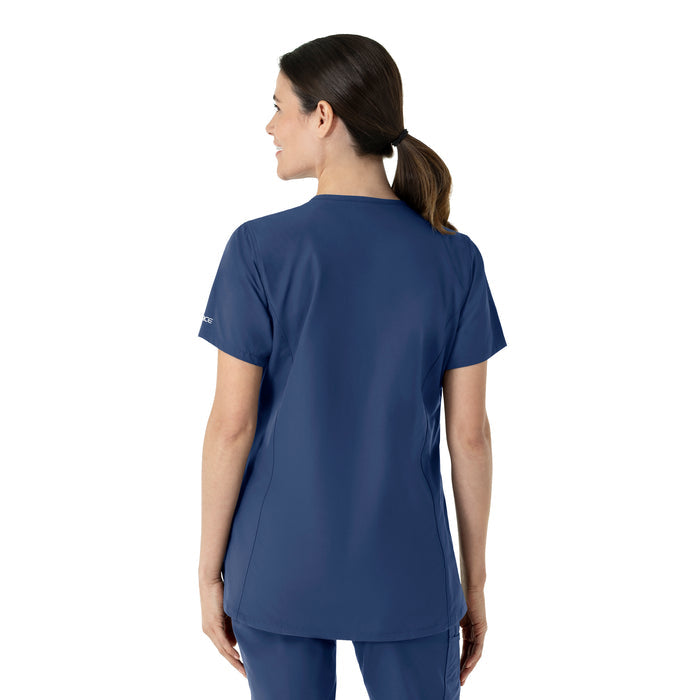 Force Essentials Women's Notch Neck Tunic Scrub Top Navy back view