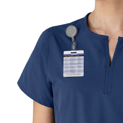 Force Essentials Women's Notch Neck Tunic Scrub Top Navy side detail 2