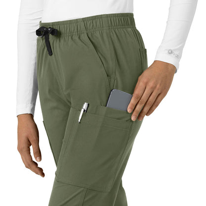 Force Essentials Women's Straight Leg Scrub Pant Olive front detail