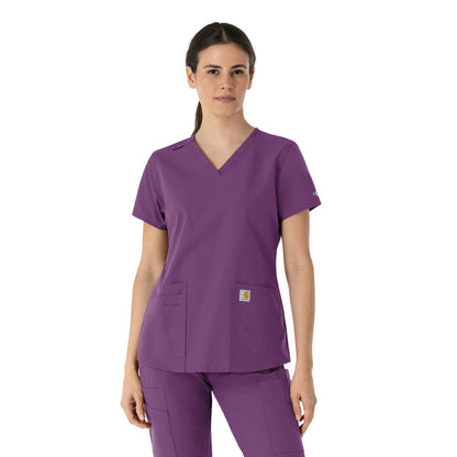 Carhartt Force Essentials Women's V-Neck Scrub Top - Eggplant