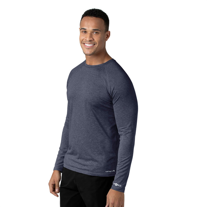 Force Sub-Scrubs Men's Performance Long Sleeve Tee Navy Heather side view