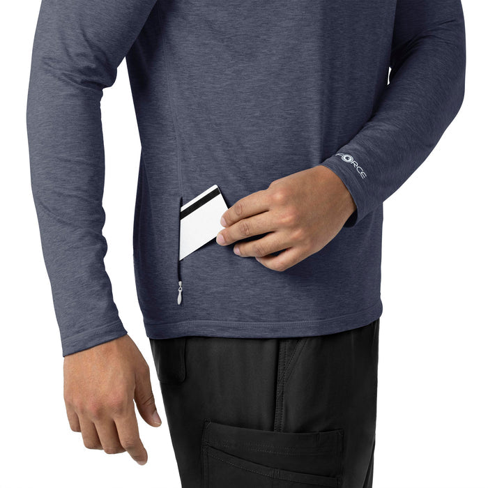 Force Sub-Scrubs Men's Performance Long Sleeve Tee Navy Heather front detail