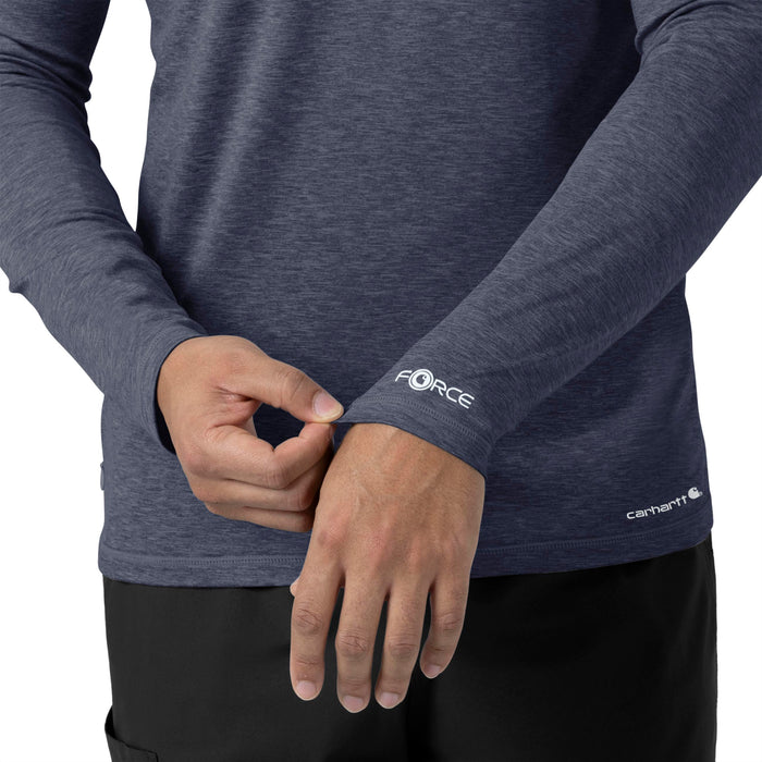 Force Sub-Scrubs Men's Performance Long Sleeve Tee Navy Heather side detail 2