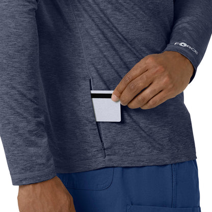 Force Sub-Scrubs Men's Performance Long Sleeve Tee Navy Heather hemline detail