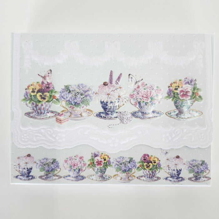 Carol Wilson Pansy with Teacups Boxed Cards