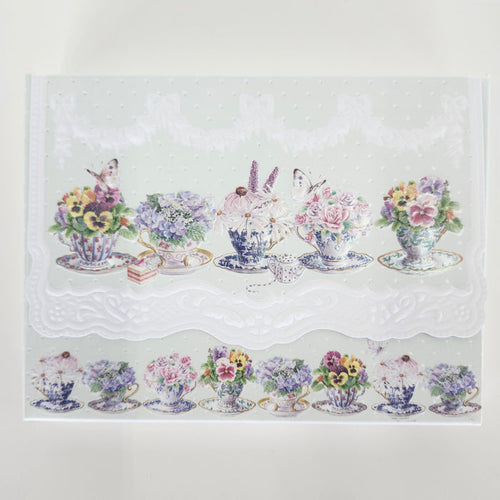 Carol Wilson Pansy with Teacups Boxed Cards