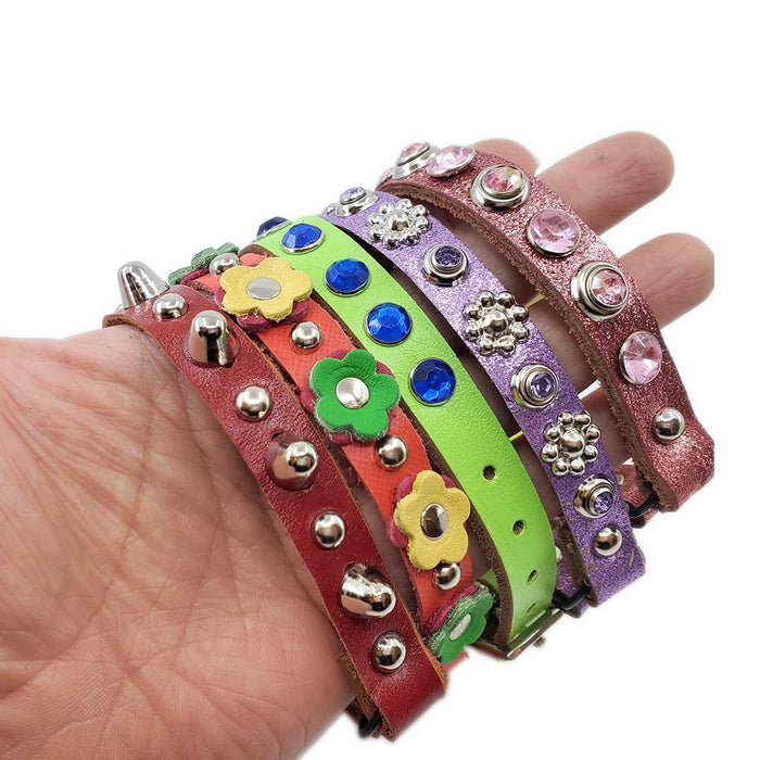 Cat Collar - Lime Green with Blue Gems by Greenbelts