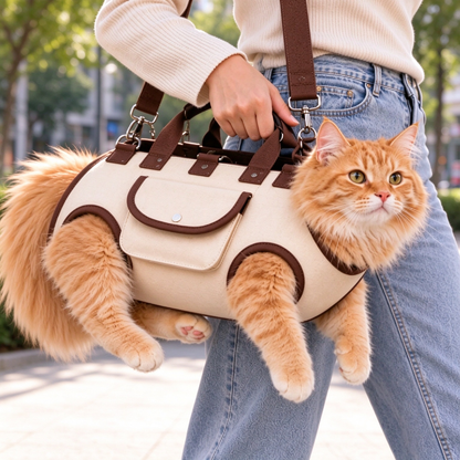 Hands-Free Pet Carrier Harness | Ergonomic Travel Bag for Cats & Small Dogs