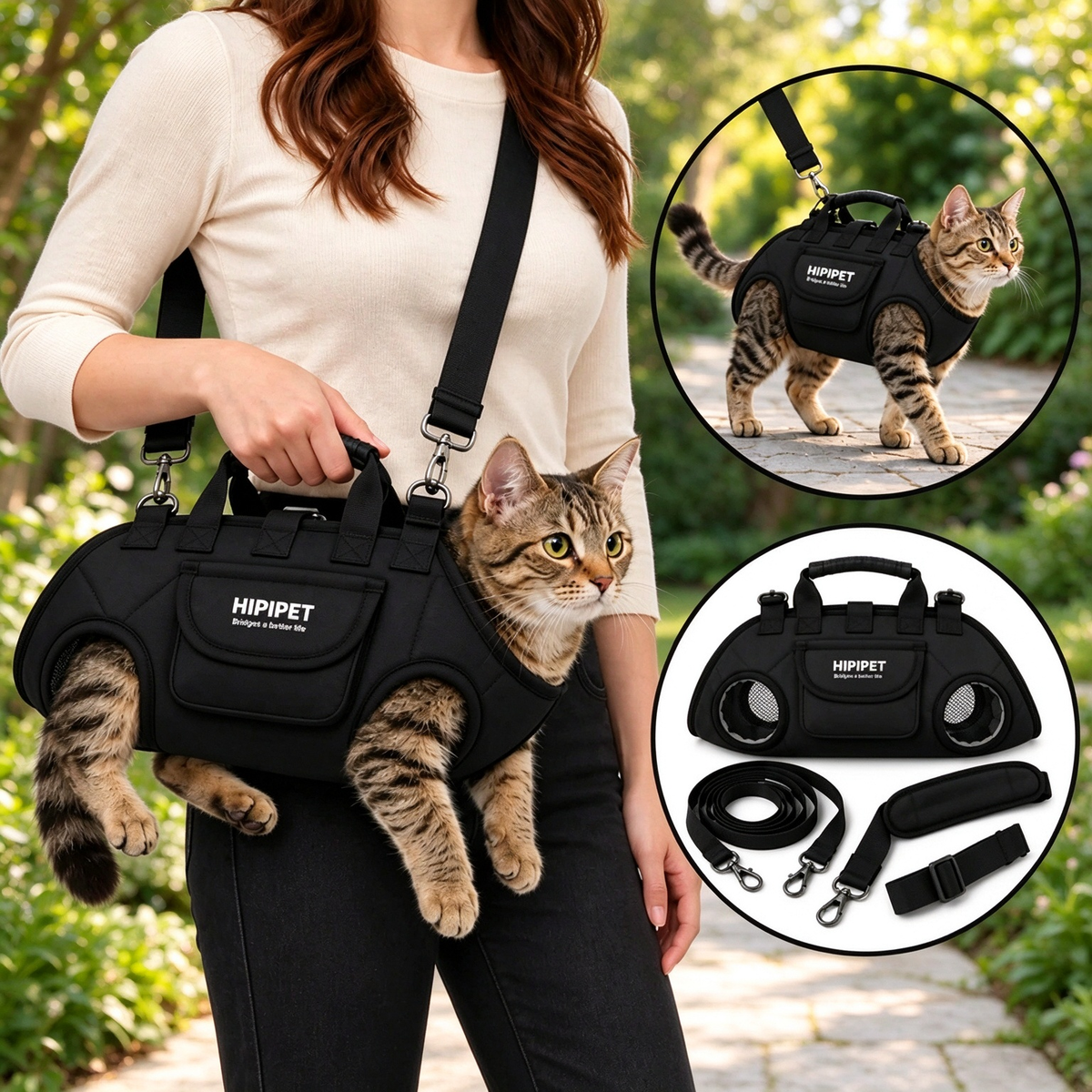 Hands-Free Pet Carrier Harness | Ergonomic Travel Bag for Cats & Small Dogs