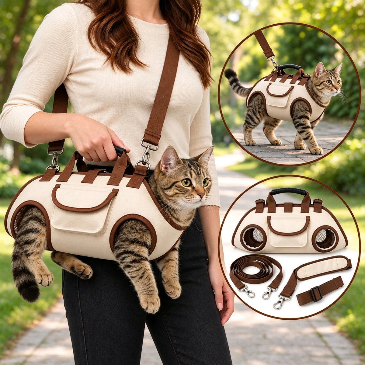 Hands-Free Pet Carrier Harness | Ergonomic Travel Bag for Cats & Small Dogs