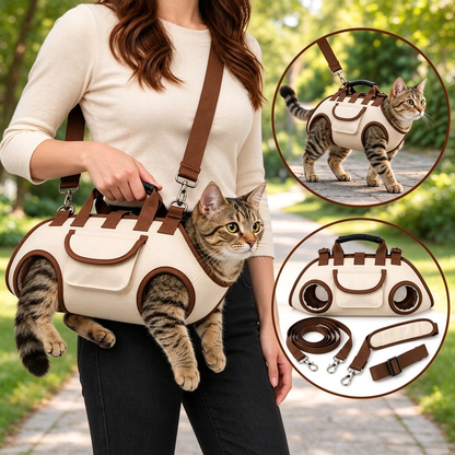 Hands-Free Pet Carrier Harness | Ergonomic Travel Bag for Cats & Small Dogs