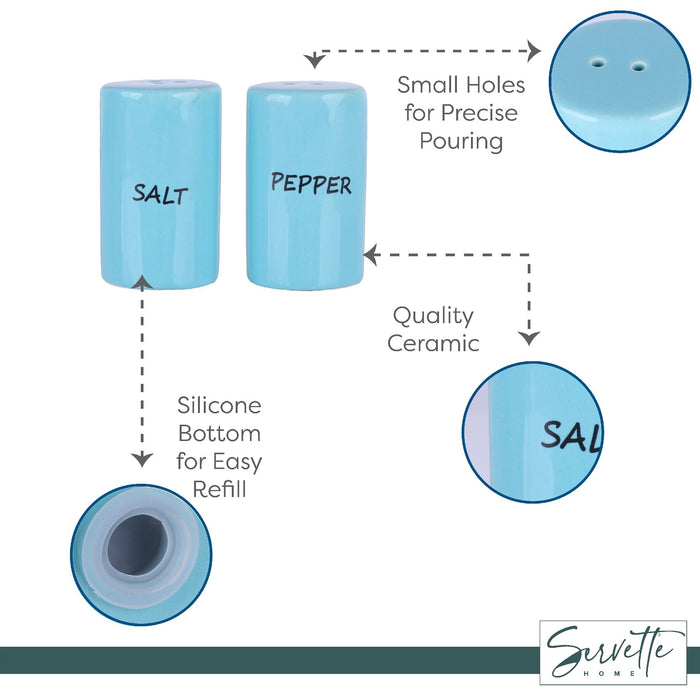 Ceramic Salt & Pepper Shakers - Blue