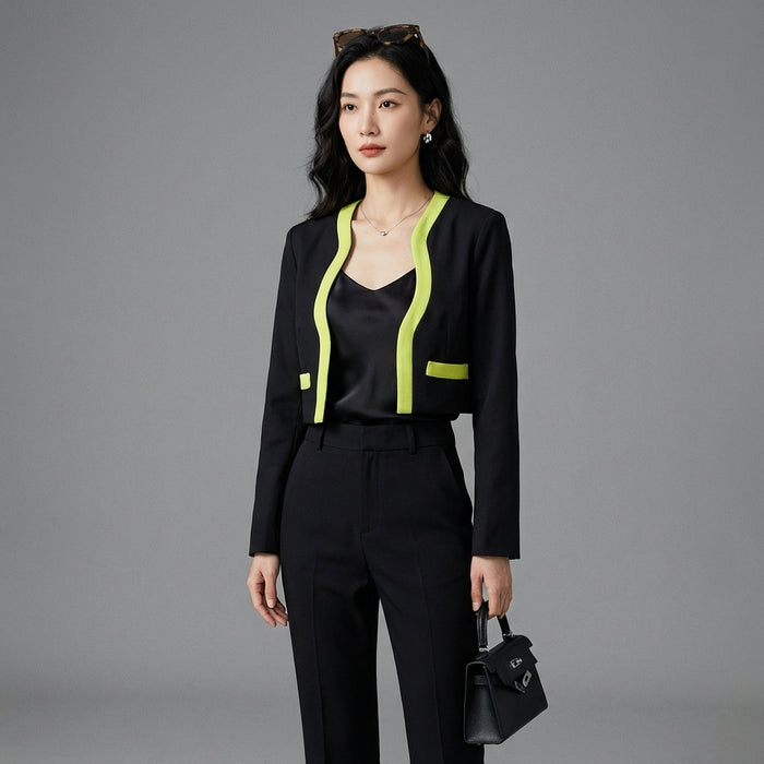 Blazer ample noir et blanc pour femme - Mode Coréenne - Taille S