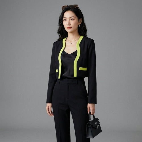 Blazer ample noir et blanc pour femme - Mode Coréenne - Taille S