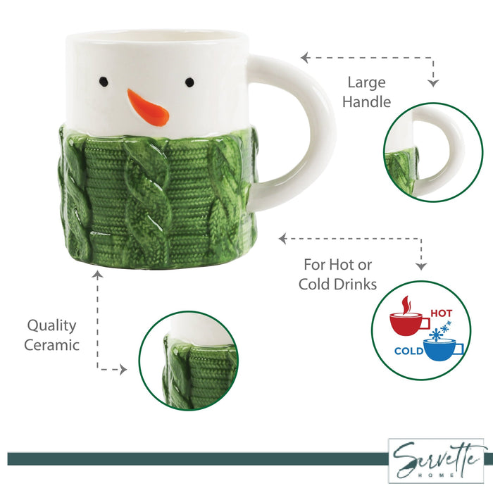 Christmas Mugs Green Sweater Holiday Winter Mugs
