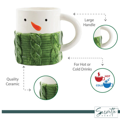 Christmas Mugs Green Sweater Holiday Winter Mugs