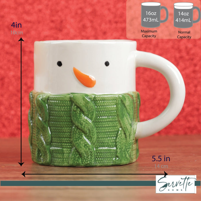 Christmas Mugs Green Sweater Holiday Winter Mugs