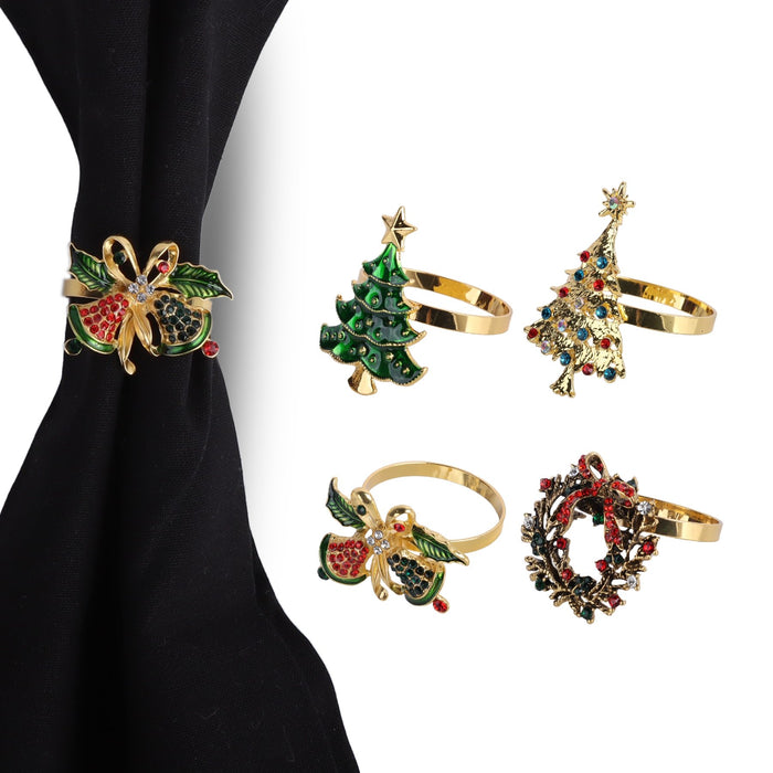 Christmas Napkin Ring Collection - Set of 4 Assorted