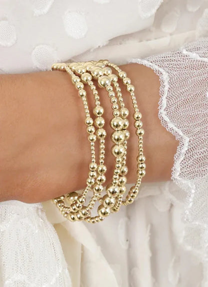 Classic Joy Pattern 6mm Gold Bead Bracelet-EN