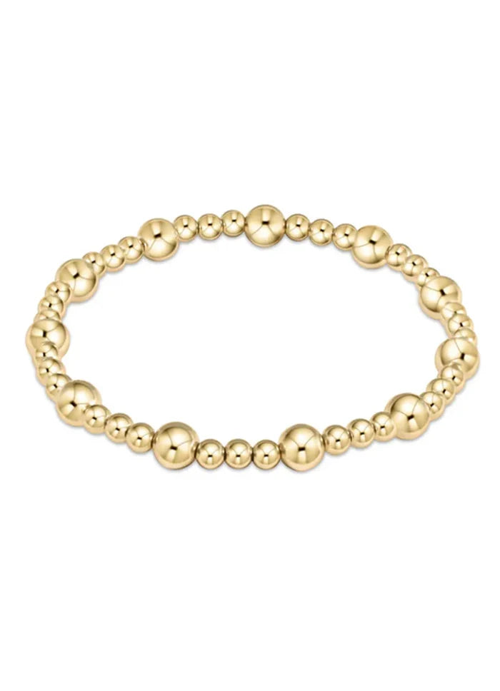 Classic Sincerity Pattern 6mm Gold Beaded Bracelet-EN