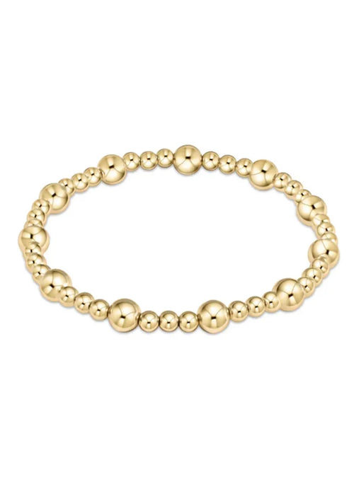 Classic Sincerity Pattern 6mm Gold Beaded Bracelet-EN