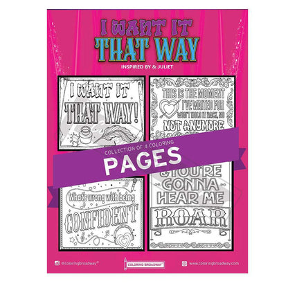 Coloring - I Want it That Way (& Juliet - Pages or Postcards) by Coloring Broadway