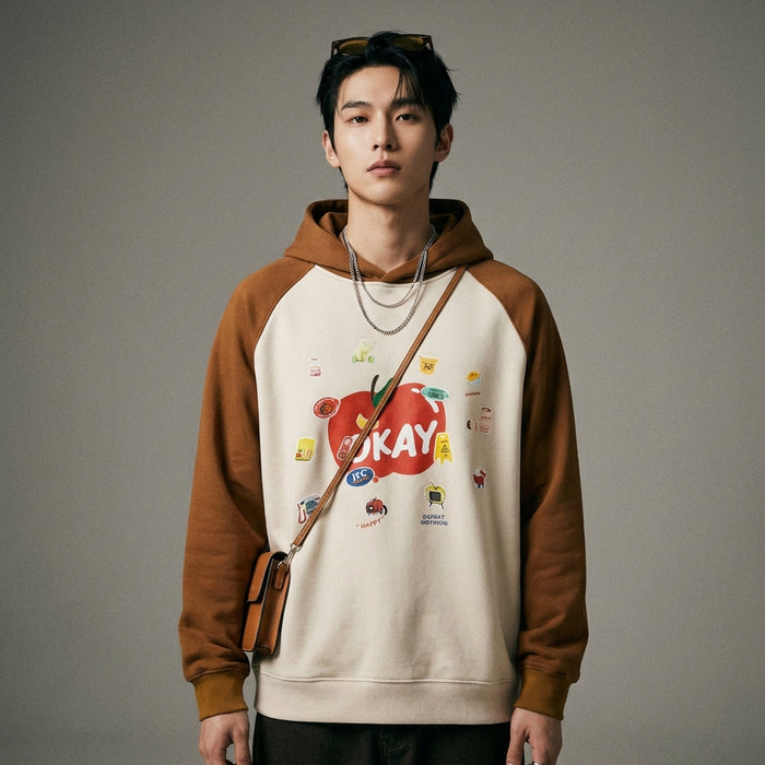 Sweat à capuche oversize motif tomate - Mode K-fashion unisexe - Taille S