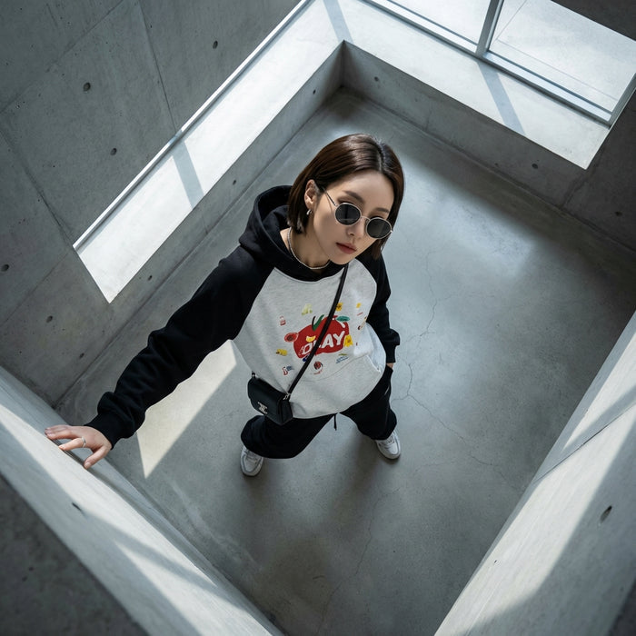 Sweat à capuche oversize motif tomate - Mode K-fashion unisexe