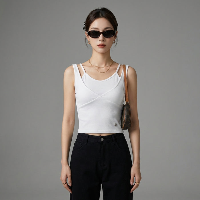 Ensemble crop top et jupe ajustée blanc - Koreanxwear - Taille S