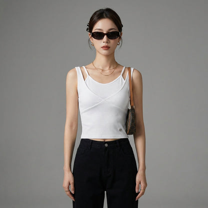 Ensemble crop top et jupe ajustée blanc - Koreanxwear - Taille S