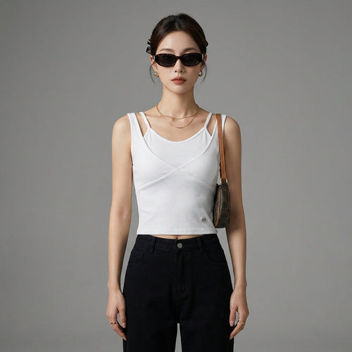 Ensemble crop top et jupe ajustée blanc - Koreanxwear - Taille S